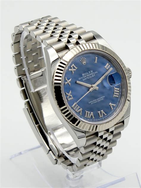 rolex datejust 41 blue roman dial|rolex datejust 41mm pre owned.